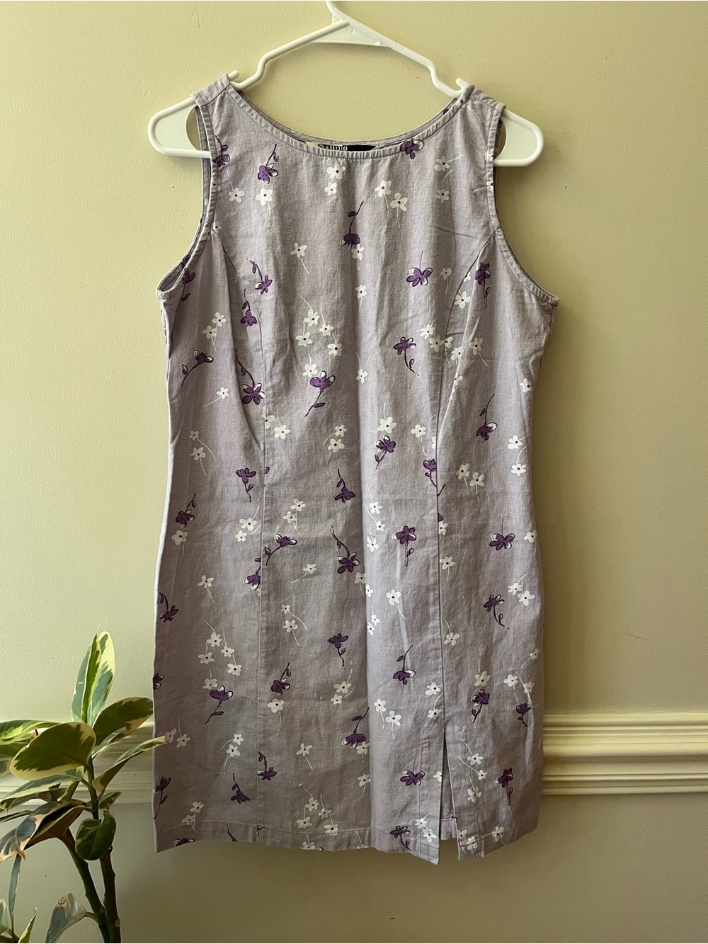 90s 2000s light purple sleeveless dress size medium floral print
